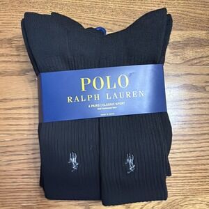 6 PAIR PACK POLO RALPH LAUREN CLASSIC SPORT MEN CREW SOCKS SIZE 10-13
